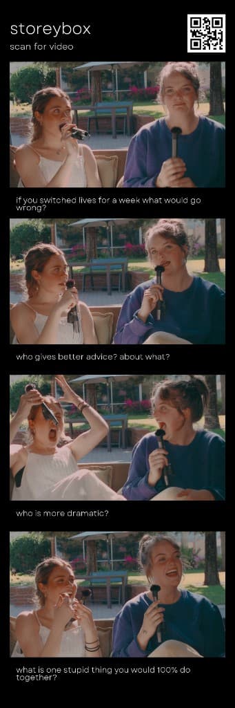 storeybox photo strip: scan for video, four session photos and prompts